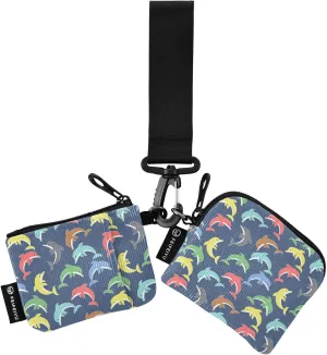 Small Wallet for Women Colorful Cute Dolphins Zip Around Dual Pouch Wristlet Wallets for Women Portable Card Wallet