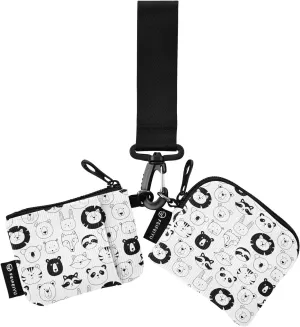 Small Wallet for Women Cute Hand Drawn Animals Zip Around Dual Pouch Wristlet Wallets for Women Portable Card Wallet
