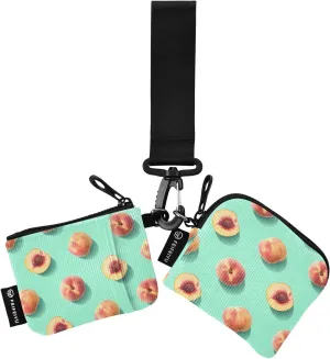 Small Wallet for Women Fresh Peaches on Green Zip Around Dual Pouch Wristlet Wallets for Women Portable Card Wallet