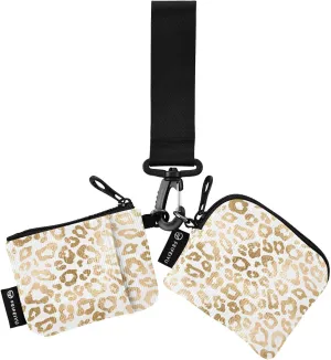 Small Wallet for Women Golden Leopard Skin Print Zip Around Dual Pouch Wristlet Wallets for Women Portable Card Wallet