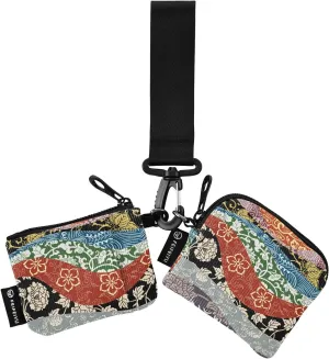 Small Wallet for Women Japanese Traditional Waves Flowers Zip Around Dual Pouch Wristlet Wallets for Women Portable Card Wallet