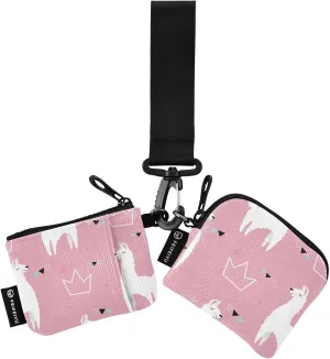 Small Wallet for Women Lovely Cartoon Llama Crown Zip Around Dual Pouch Wristlet Wallets for Women Portable Card Wallet