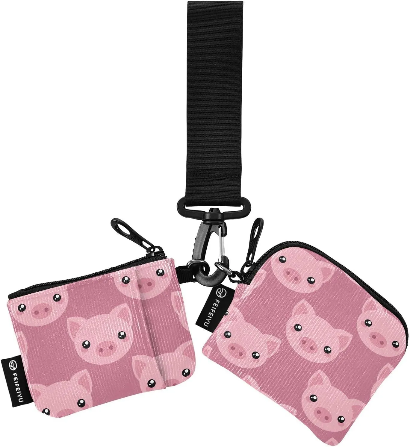Small Wallet for Women Pink Pig Face Animal Zip Around Dual Pouch Wristlet Wallets for Women Portable Card Wallet