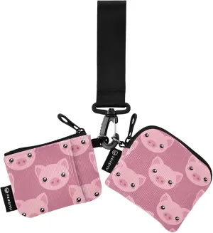 Small Wallet for Women Pink Pig Face Animal Zip Around Dual Pouch Wristlet Wallets for Women Portable Card Wallet