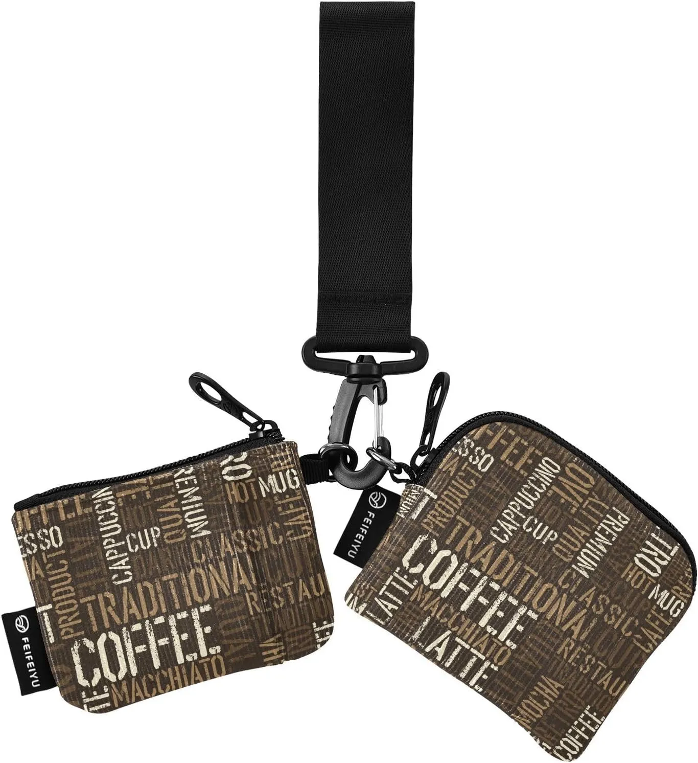 Small Wallet for Women Retro Brown Coffee Zip Around Dual Pouch Wristlet Wallets for Women Portable Card Wallet