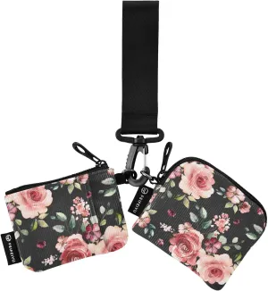 Small Wallet for Women Spring Pink Flowers Leaves Zip Around Dual Pouch Wristlet Wallets for Women Portable Card Wallet