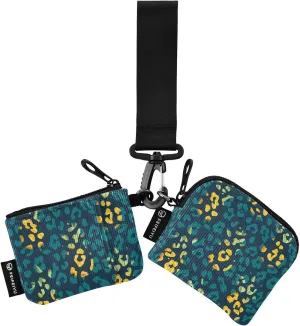 Small Wallet for Women Tropical Blue Leopard Print Zip Around Dual Pouch Wristlet Wallets for Women Portable Card Wallet