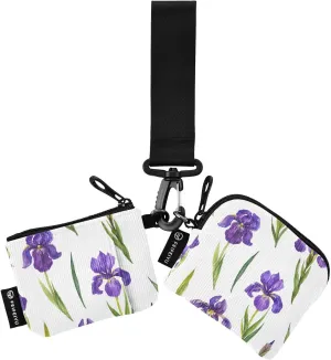 Small Wallet for Women Watercolor Irises Flowers Floral Zip Around Dual Pouch Wristlet Wallets for Women Portable Card Wallet
