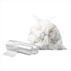 SNL Quality "7 Gallon" 100 Small Clear Trash Bags, Low Density, 2 Coreless Rolls of 50 Bags | Made in USA | For Small Wastebaskets