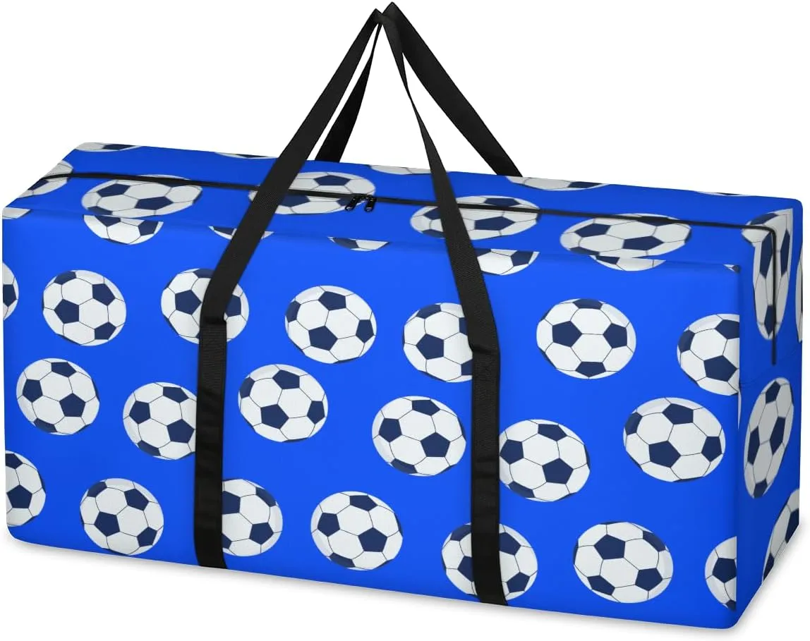 Soccer XXL Heavy Duty Extra Large Moving Bags with Strong Zipper, Moving Supplies Packing Boxes for Moving, Blue