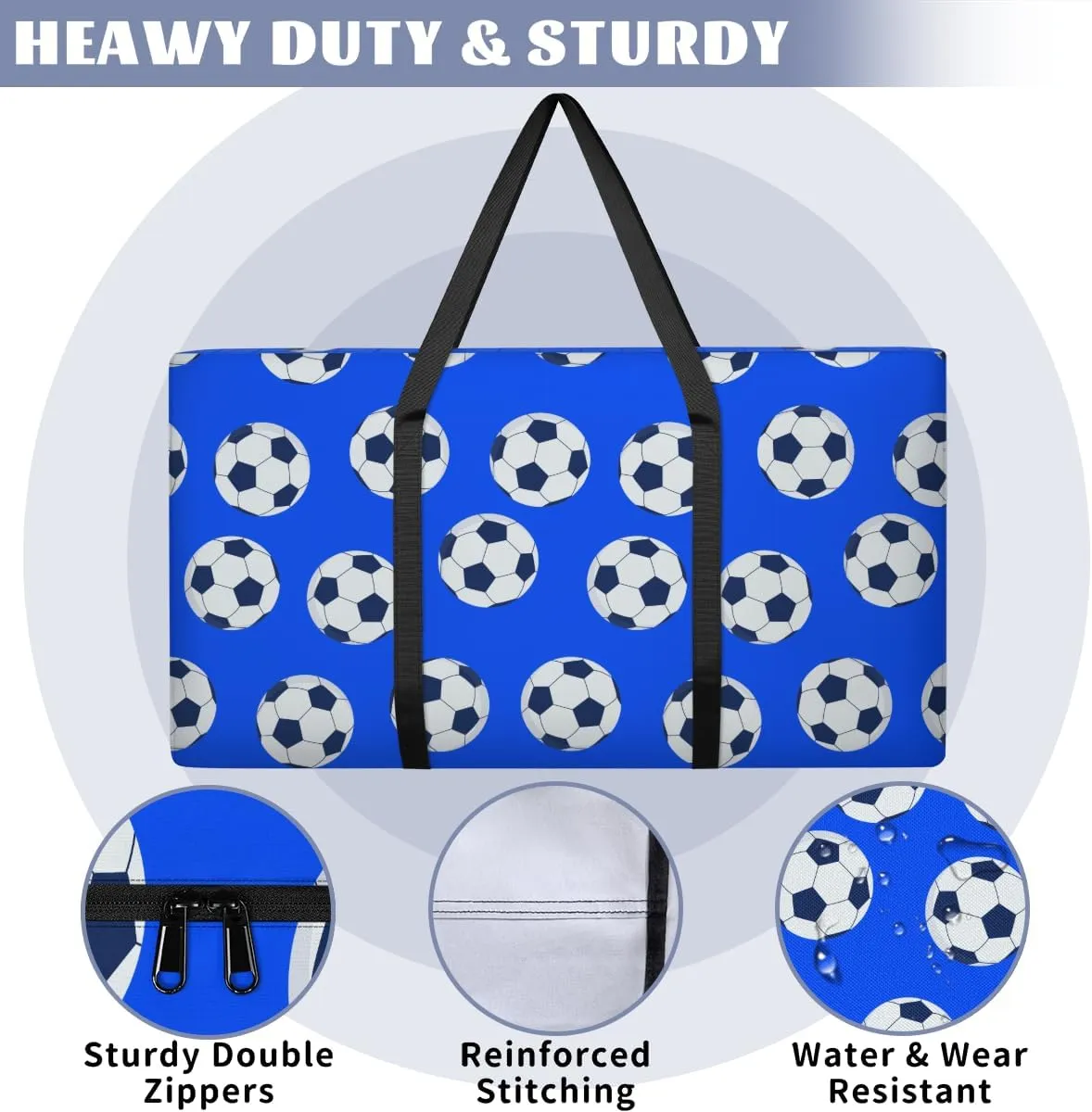 Soccer XXL Heavy Duty Extra Large Moving Bags with Strong Zipper, Moving Supplies Packing Boxes for Moving, Blue