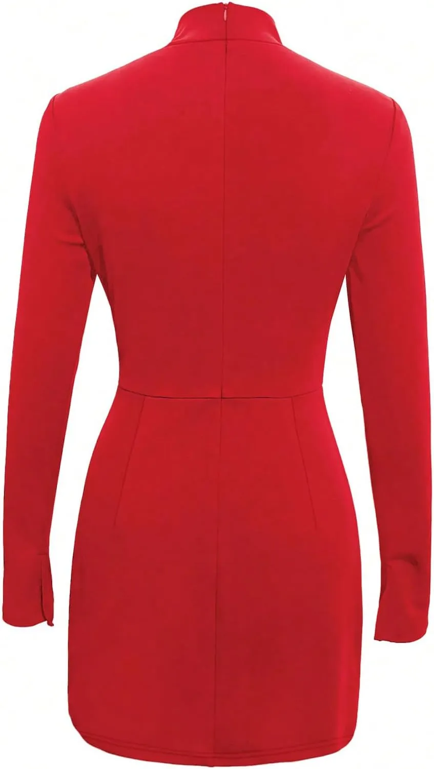 SOLY HUX Women's Mock Neck Long Sleeve Mini Dress A Line Flared Elegant Dresses