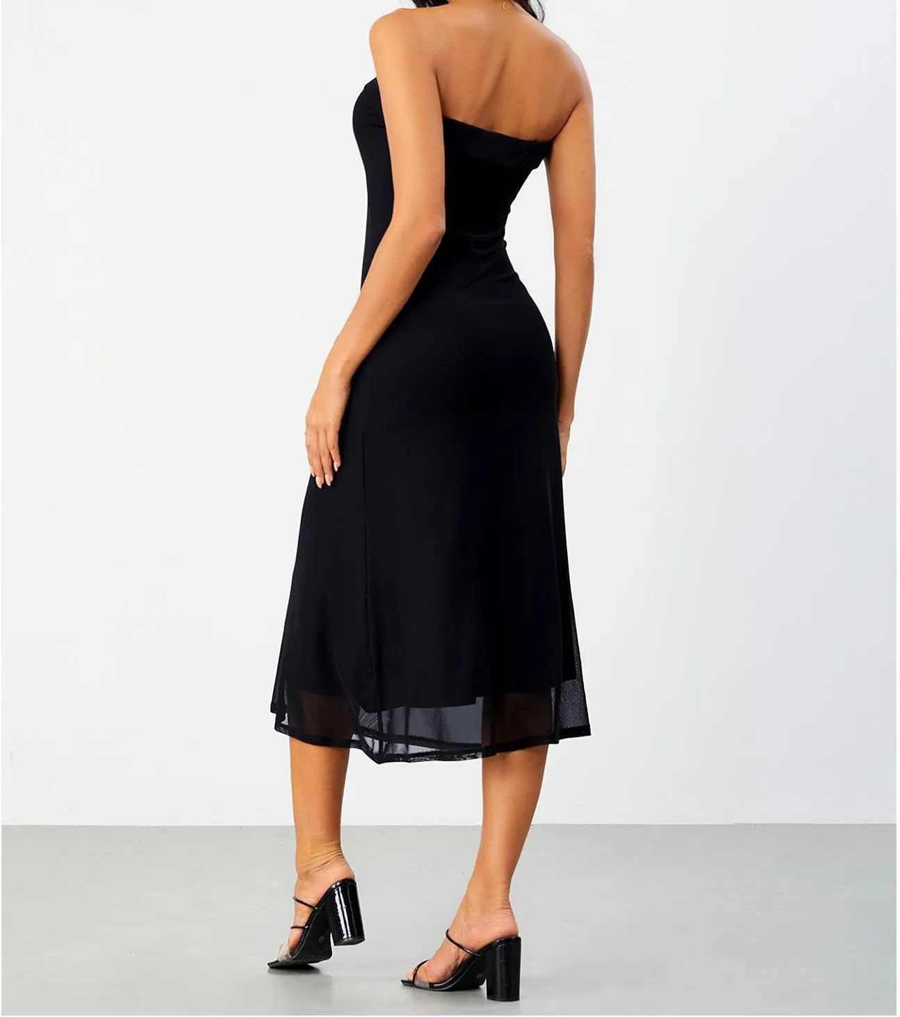 SOLY HUX Women's Strapless Midi Dress Tube Top Off Shoulder Sleeveless Fitted Cocktail Club Party Formal Long Dresses