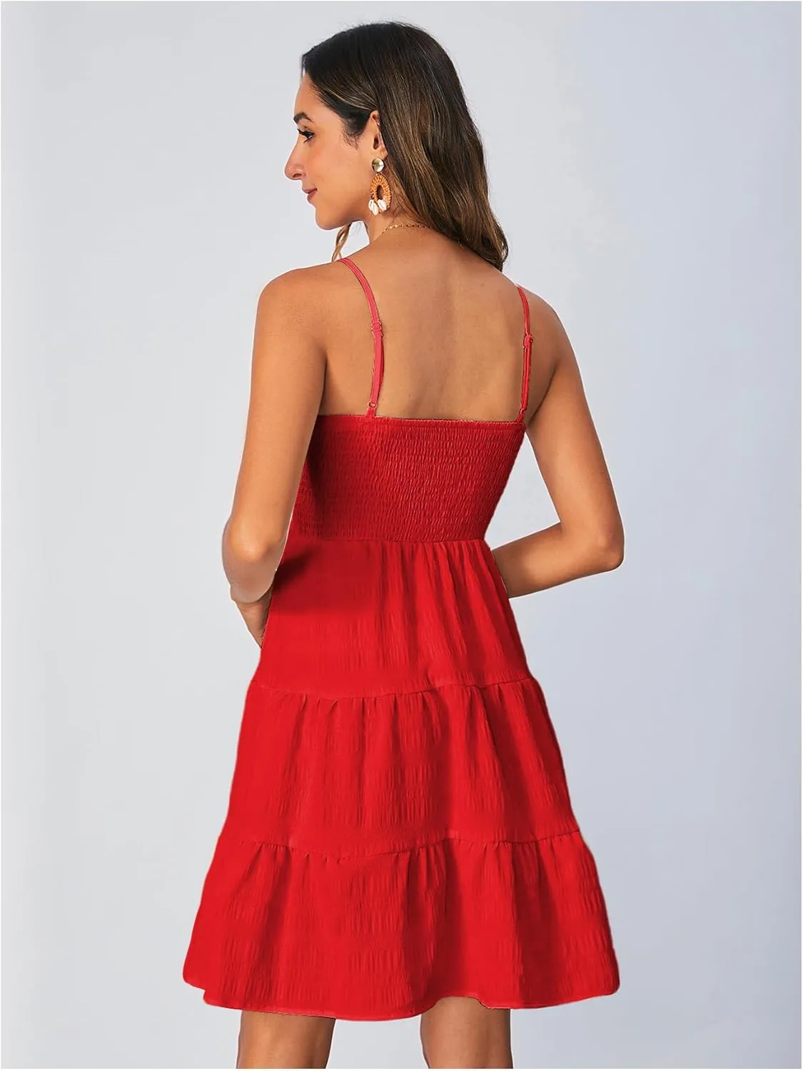 SOLY HUX Women's Sundress Smock Cami Mini Dress Sleeveless Swing A Line Short Dresses Casual Cute Summer Dresses