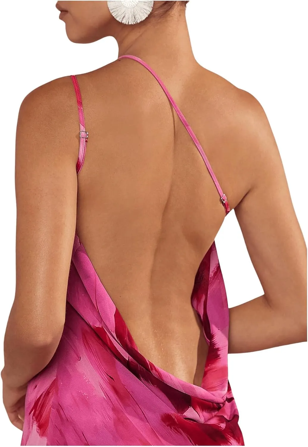 SOLY HUX Women's Tie Dye Mini Dress One Shoulder Backless Draped Halter Dresses Summer Open Back Vacation Outfits