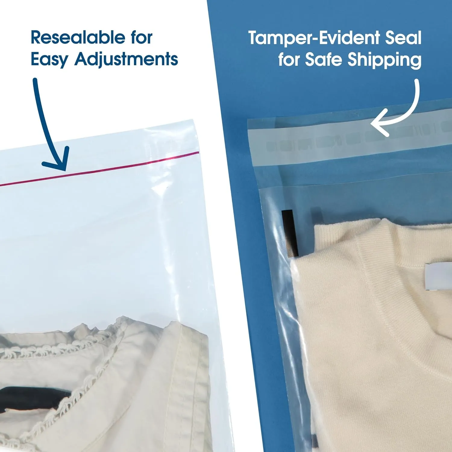 Spartan Industrial - 11 X 14 (200 Count) Self Seal Clear Poly Bags with Suffocation Warning for Packaging, T Shirts & - Resealable Glue