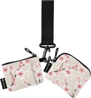 Spring Pink Cherry Flower Wristlet Keychain Wallet for Women Portable Small Coin Purses