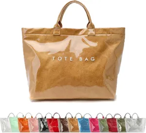 Stellaya Tote Bag, Women's PVC Kraft Paper Tote Bag, Large Shopping Hobo Handbags