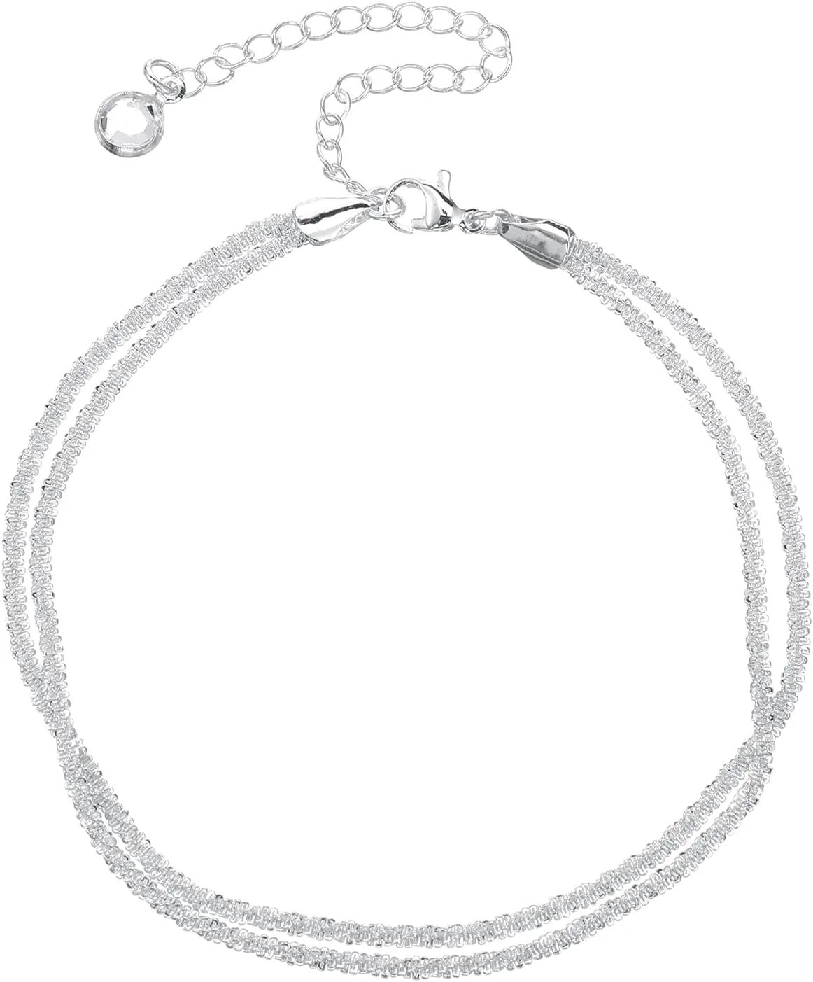 Sterling Silver Ankle Bracelets for Women, Dainty Layered Waterproof Anklet for Women, Simple Chain Anklets Set, Stackable Figaro Beaded Cuban Link Anklets, Beach Jewelry for Her