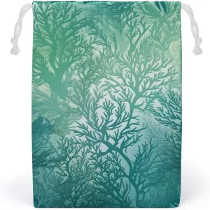 Storage Bags Makeup Bag Toy Bag Reusable Bags Toiletry Green Sea Blue Seaweed Printed Organizer Multi Purpose Foldable Ditty Bag Travel Pouch