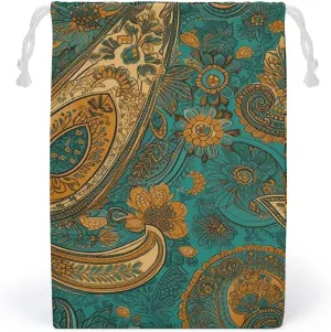 Storage Bags Makeup Bag Toy Bag Reusable Bags Toiletry Yellow Paisley Pattern Printed Organizer Multi Purpose Foldable Ditty Bag Travel Pouch