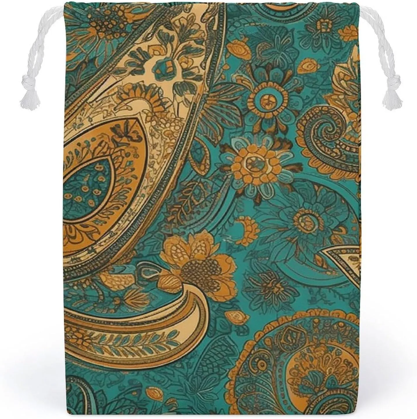 Storage Bags Makeup Bag Toy Bag Reusable Bags Toiletry Yellow Paisley Pattern Printed Organizer Multi Purpose Foldable Ditty Bag Travel Pouch