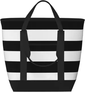 stripes black white Women's tote bags and reusable women's beach bags are suitable for travel insulation and cooling bags.