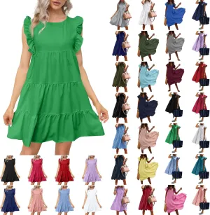 Summer Dresses for Women 2023,Plus Size Casual Cute Babydoll Dress,Tiered Ruffle Flowy Boho Beach Sundress