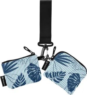 Summer Leaves Blue Stripe Wristlet Keychain Wallets for Women Portable Small Coin Purse