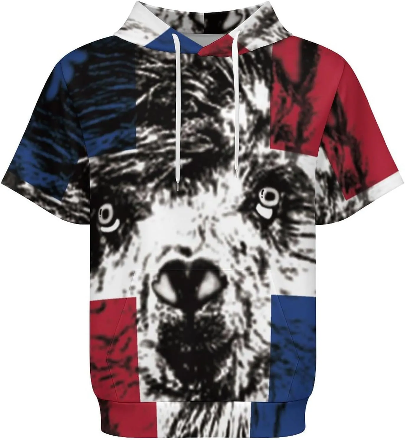TAIZIYEAH Puerto Rico Flag-Frog Short Sleeved Hoodie Mens Short Sleeve Hoodie Sweatshirts Drawstring Pullover Unique