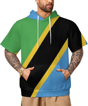TAIZIYEAH Puerto Rico Flag-Frog Short Sleeved Hoodie Mens Short Sleeve Hoodie Sweatshirts Drawstring Pullover Unique