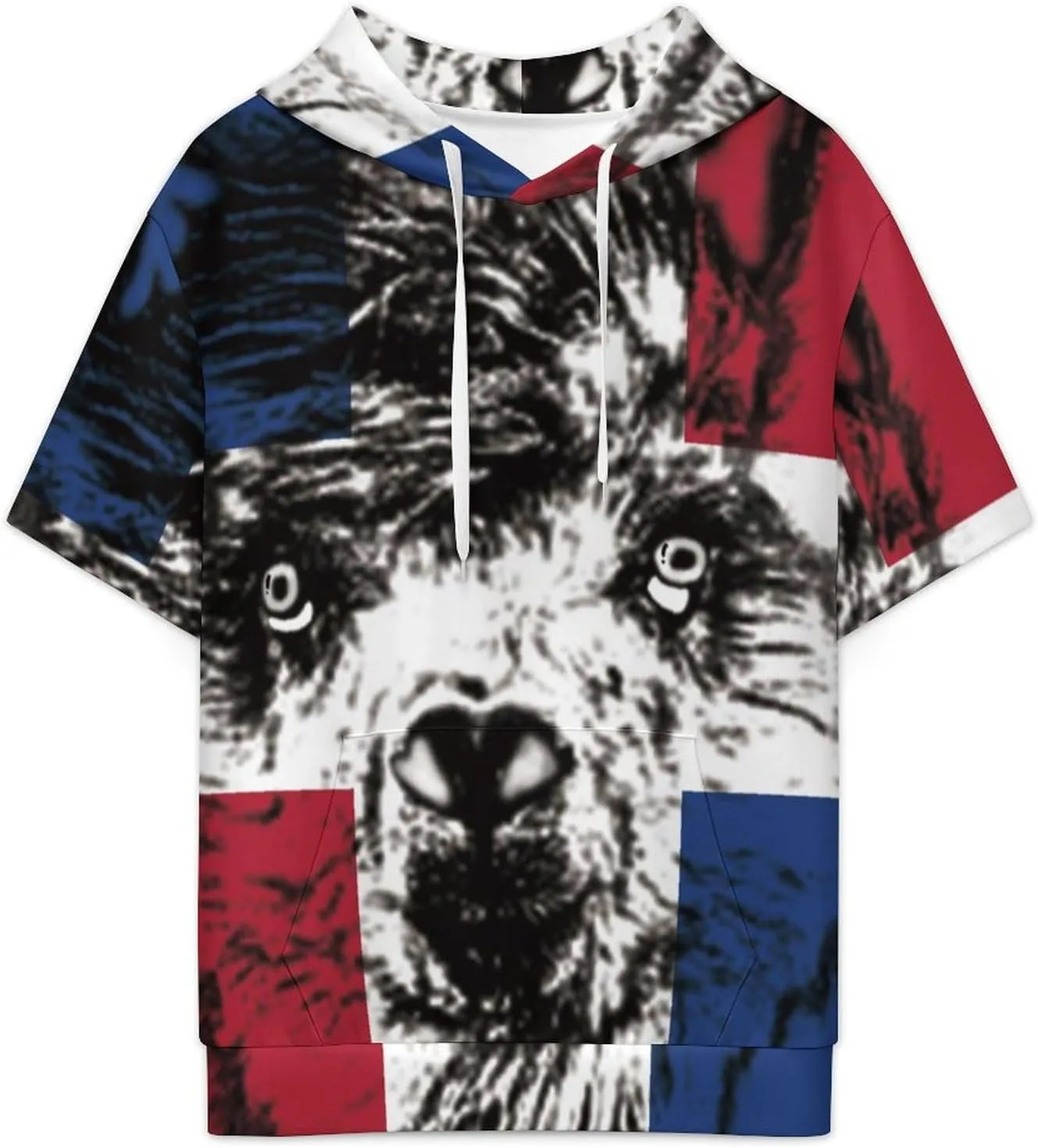 TAIZIYEAH Puerto Rico Flag-Frog Short Sleeved Hoodie Mens Short Sleeve Hoodie Sweatshirts Drawstring Pullover Unique