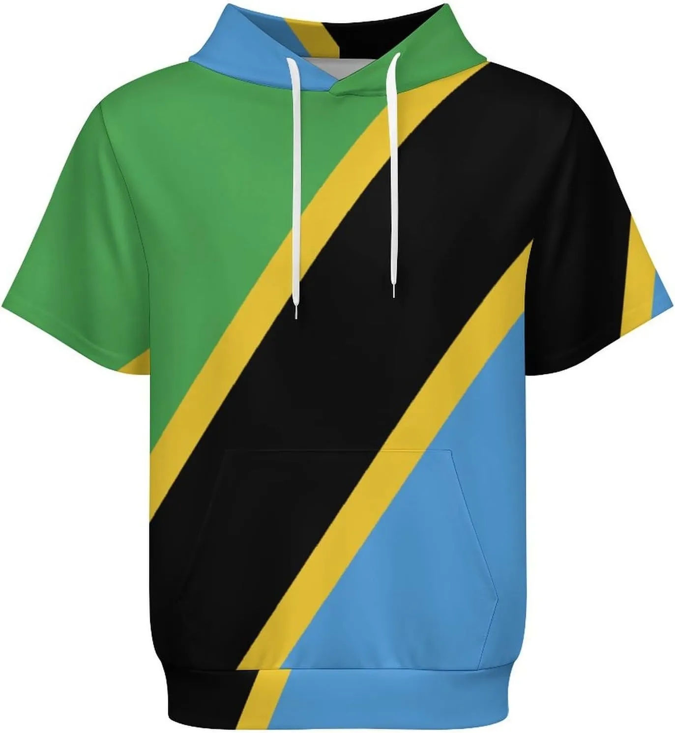 TAIZIYEAH Puerto Rico Flag-Frog Short Sleeved Hoodie Mens Short Sleeve Hoodie Sweatshirts Drawstring Pullover Unique