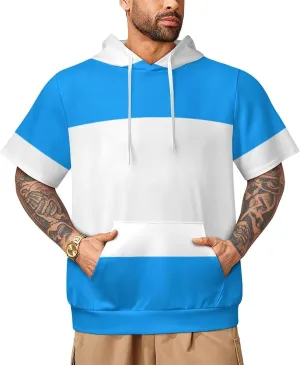 TAIZIYEAH Puerto Rico Flag-Frog Short Sleeved Hoodie Mens Short Sleeve Hoodie Sweatshirts Drawstring Pullover Unique