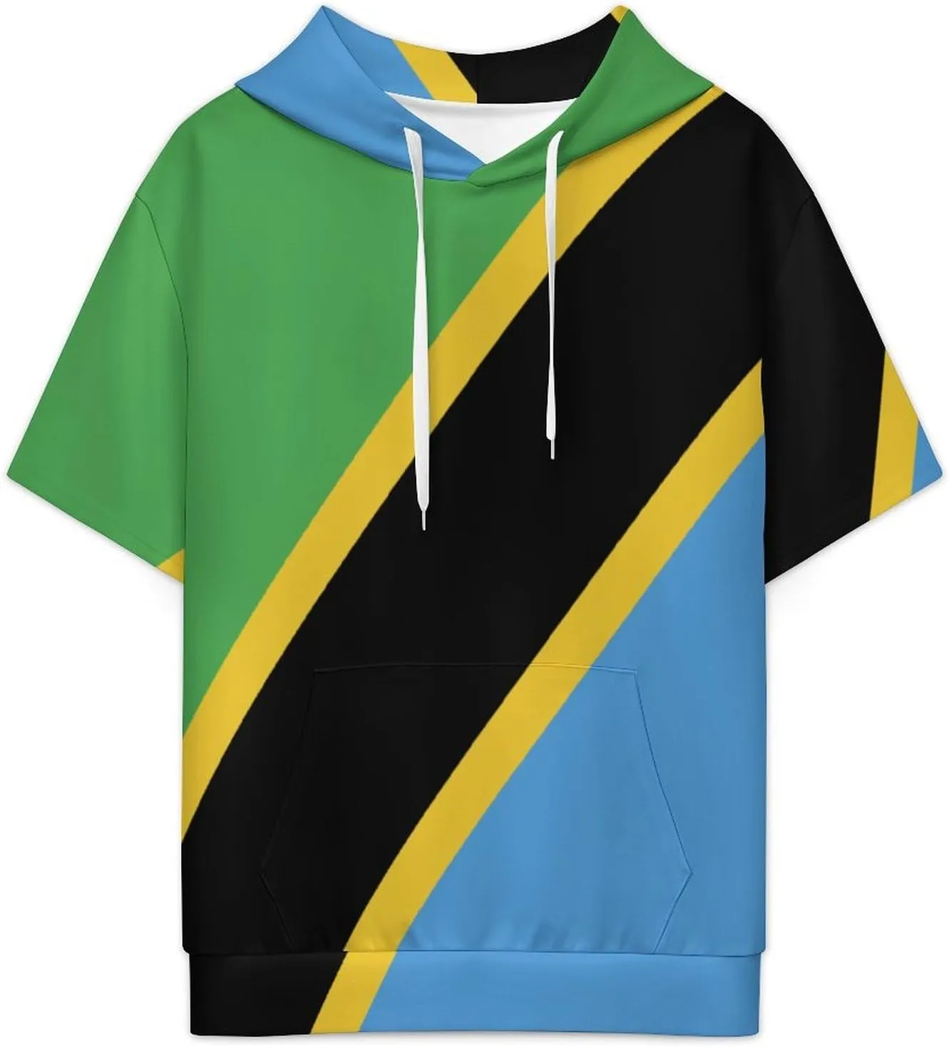 TAIZIYEAH Puerto Rico Flag-Frog Short Sleeved Hoodie Mens Short Sleeve Hoodie Sweatshirts Drawstring Pullover Unique