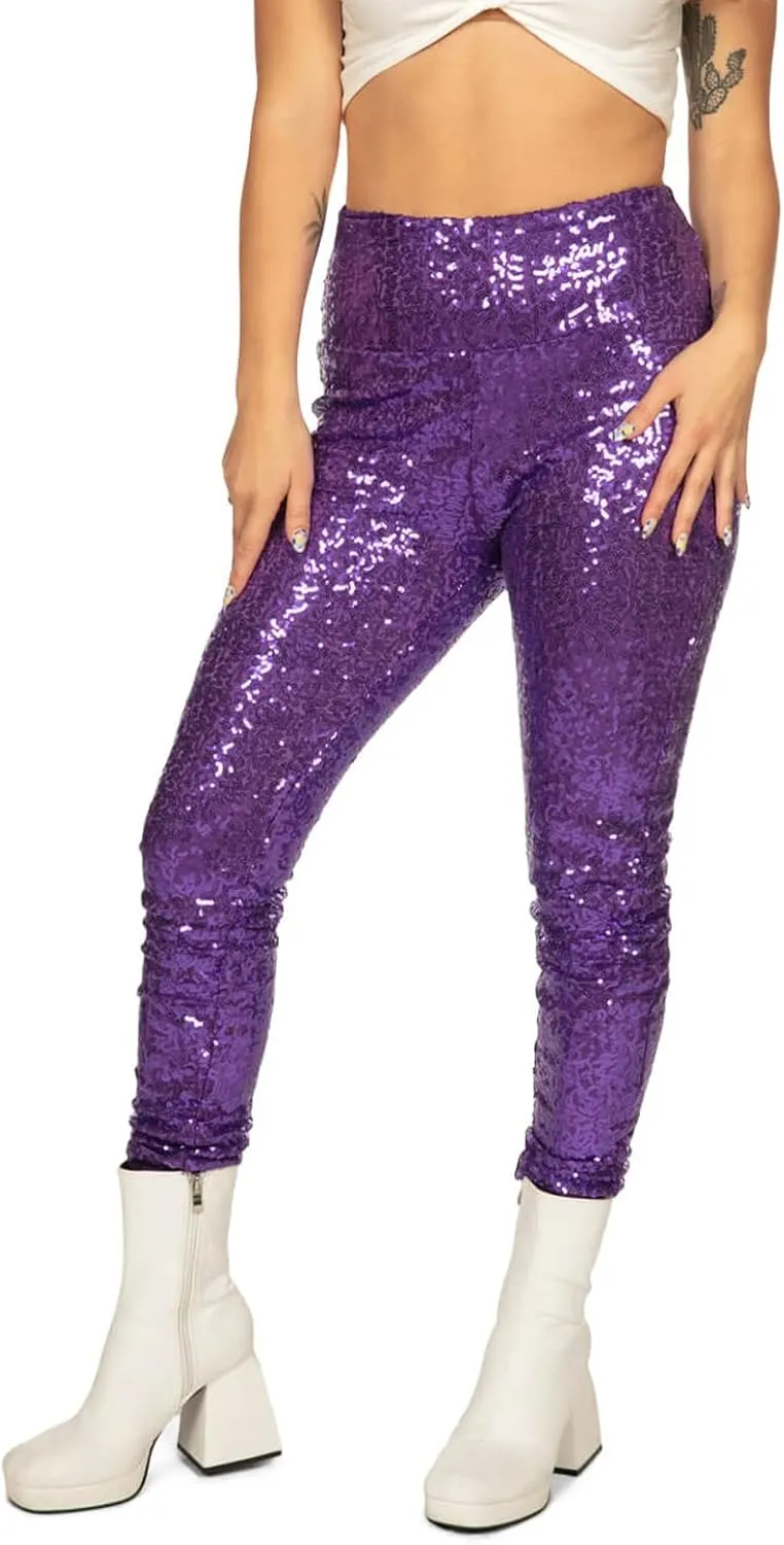 Tipsy Elves Shiny Sequin Leggings for Women for Holiday Outfits and Beyond
