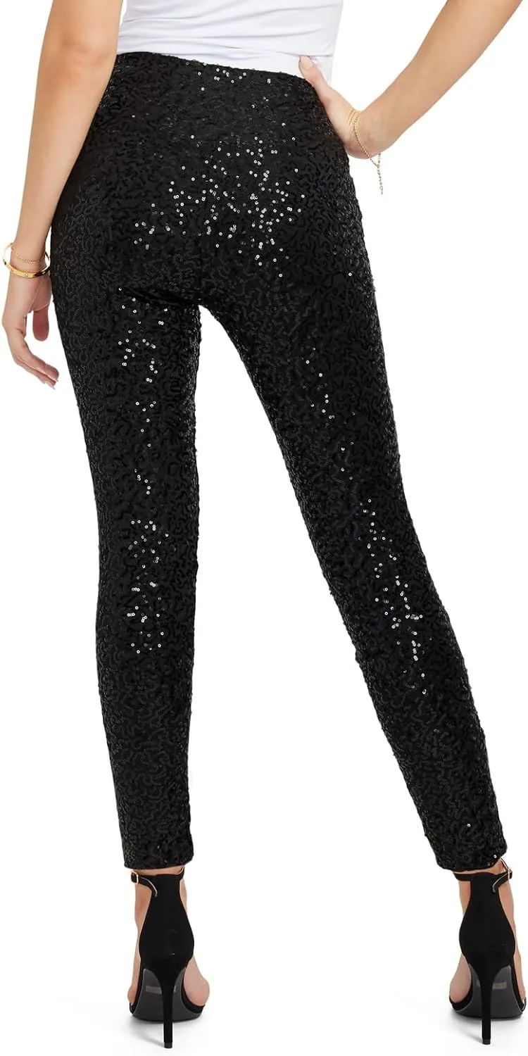 Tipsy Elves Shiny Sequin Leggings for Women for Holiday Outfits and Beyond