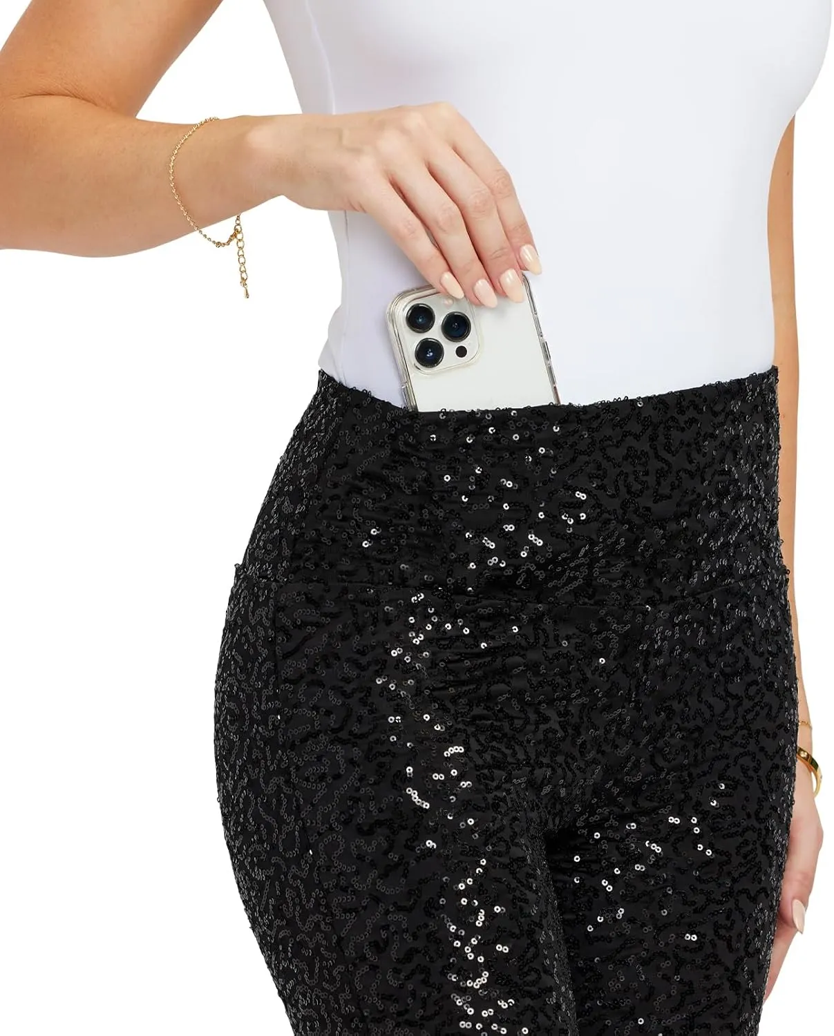 Tipsy Elves Shiny Sequin Leggings for Women for Holiday Outfits and Beyond