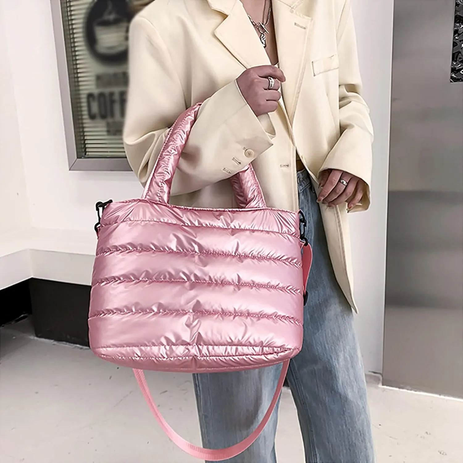 Tote Bag For Women Work Large Quilted Shoulder Bag Carryall Puffer Hobo Bag For Family Friends Travel College