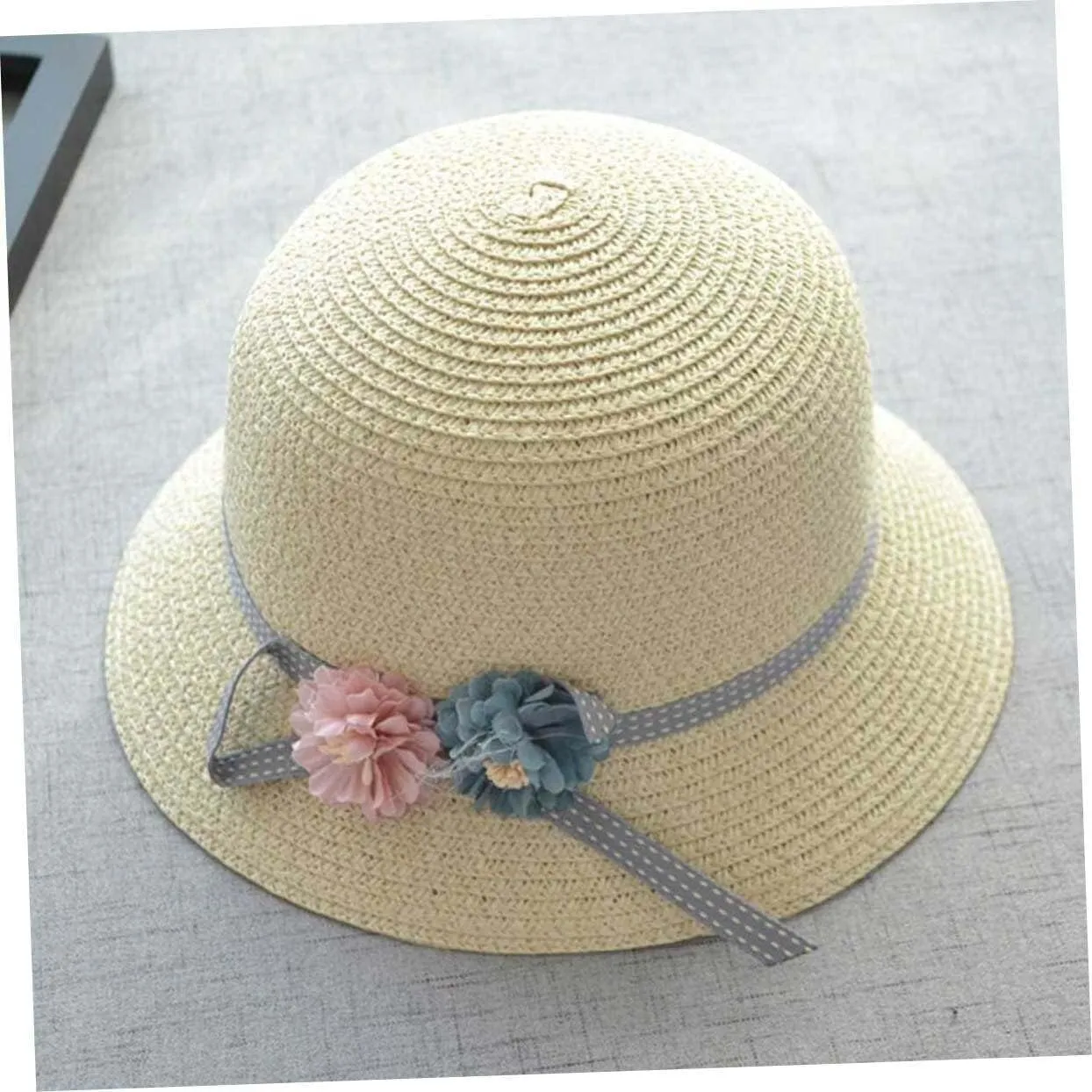 Toyvian 1 Set Kits for Girls Woven Handbag Purse Crossbody Kids Straw Sun Hat Floppy Beach Hat Sun Visor Hat