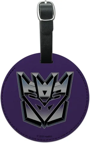 Transformers Decepticon Symbol Retro Round Leather Luggage Card Carry-On ID Tag