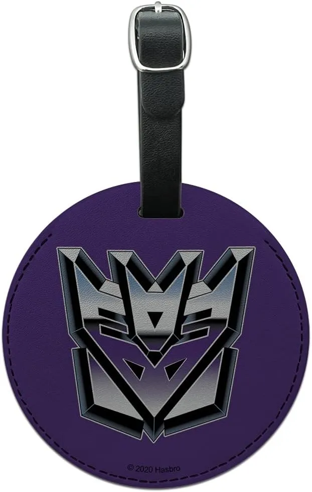 Transformers Decepticon Symbol Retro Round Leather Luggage Card Carry-On ID Tag