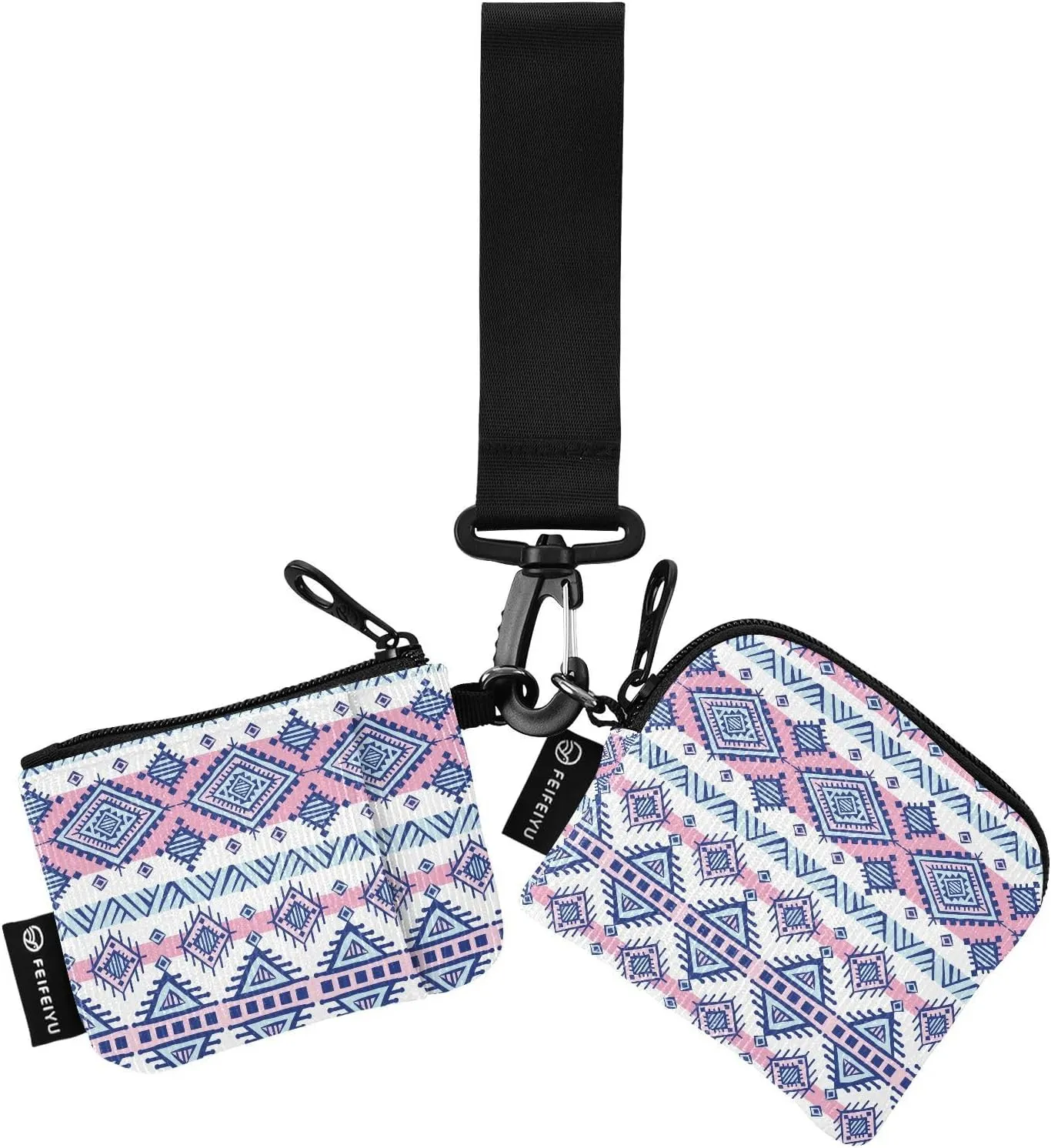 Tribal Vintage Ethnic Wristlet Keychain Wallets for Women Portable Small Coin Purse