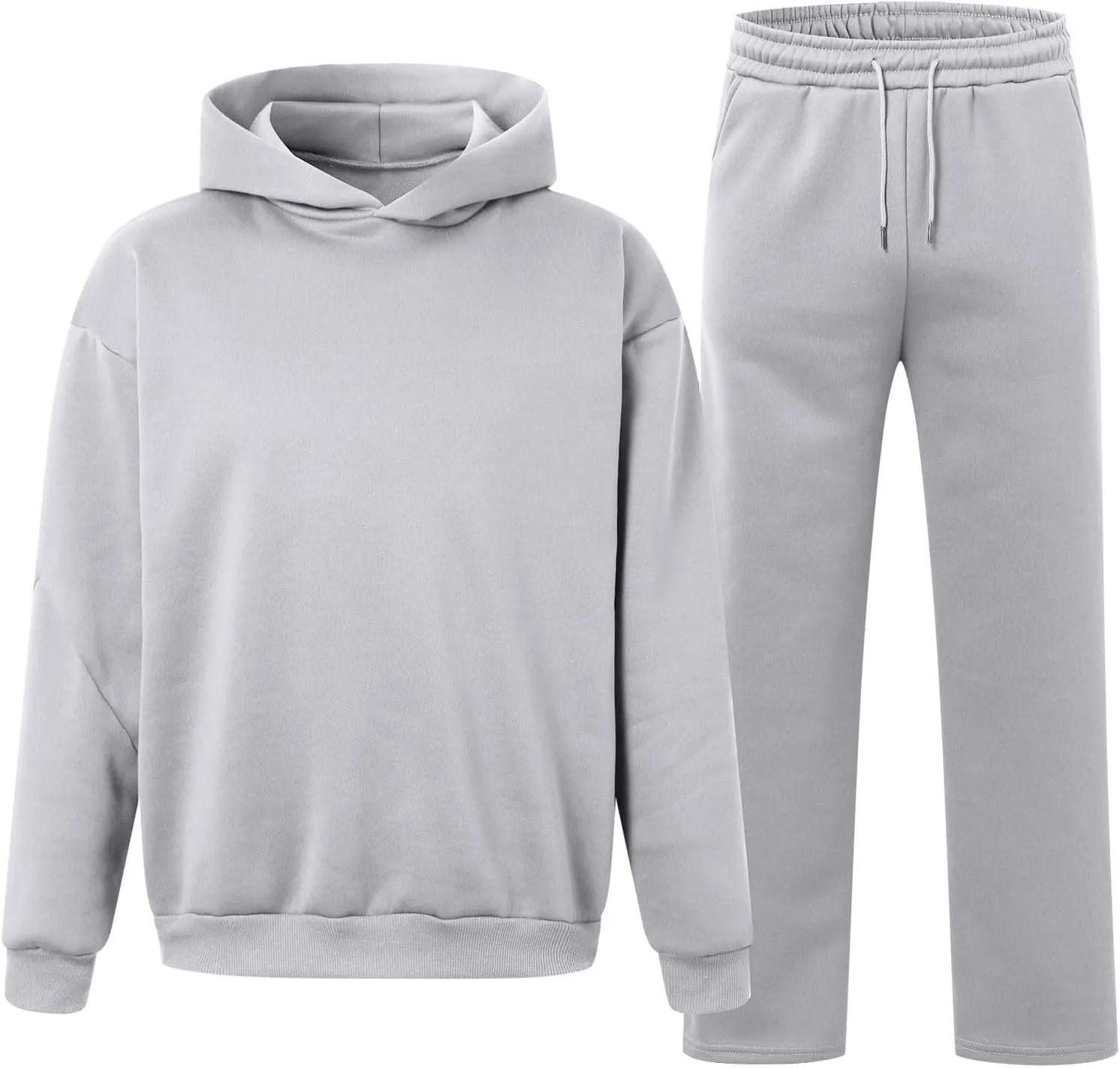 Two Piece Hoodie Sets For Men Fleece Warm Drawstring Pullover Shirts Long Sleeve Baggy Sweatpants Workout Jogger Sets