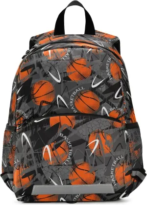 Urban Style Basketball Sport Mini Backpack Schoolbag Kids Daypack Toddler Travel School Bag for Kindergarten Preschool Nursery Children Boys Girls with Chest Strap