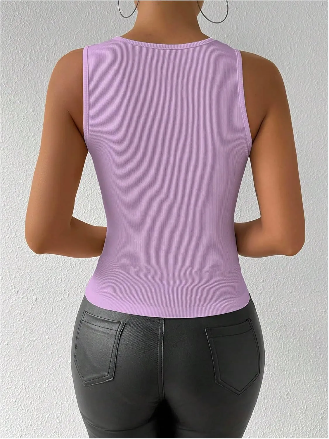 WDIRARA Women's Heart Rhinestone Cut Out Tank Top Casual Slim Fit Rib Knit Tops