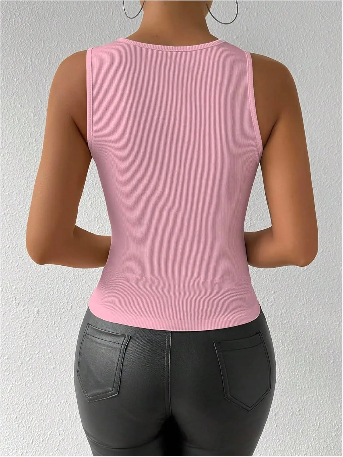 WDIRARA Women's Heart Rhinestone Cut Out Tank Top Casual Slim Fit Rib Knit Tops