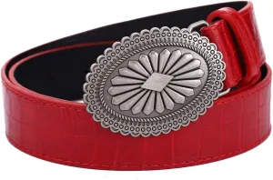 Western Women Leather Belt with Star Buckle Vintage Ladies Waist Belts for Pants Jeans Cowboy Cowgirls Belt