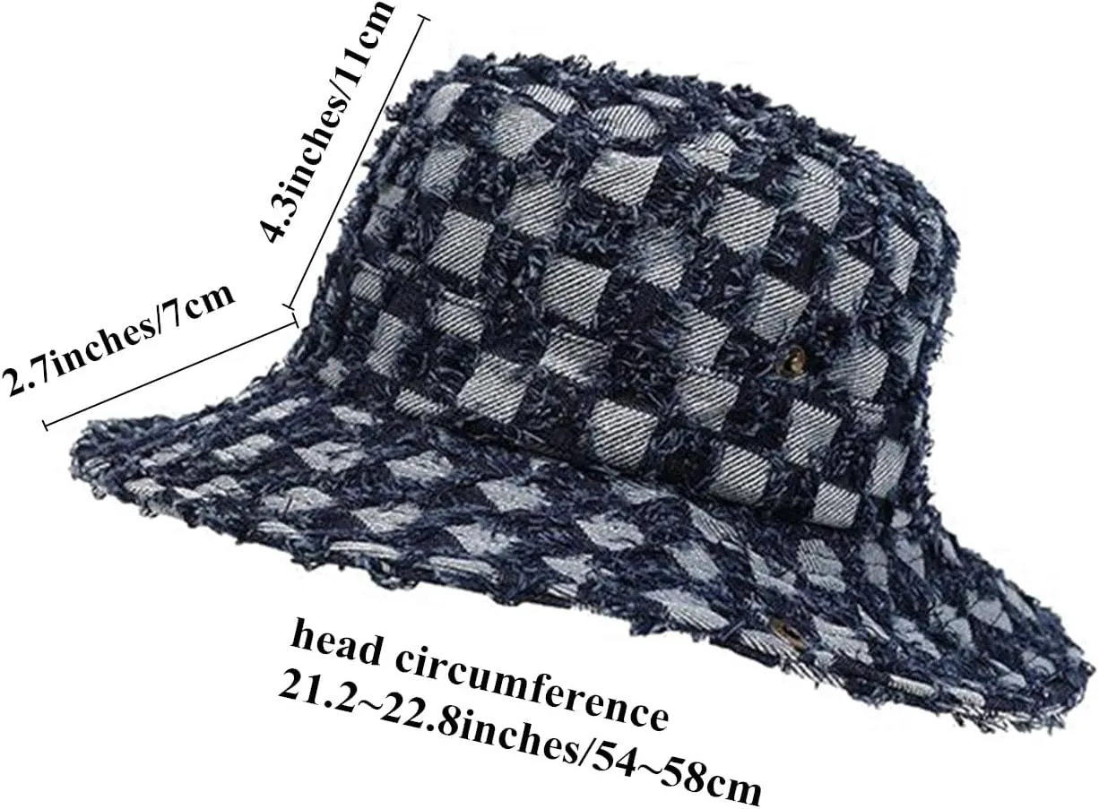 Wide Brim Bucket Sun Hat Packable Cotton Denim Cowboy Sun Hat for Women Men Summer Outdoor Fisherman Cap