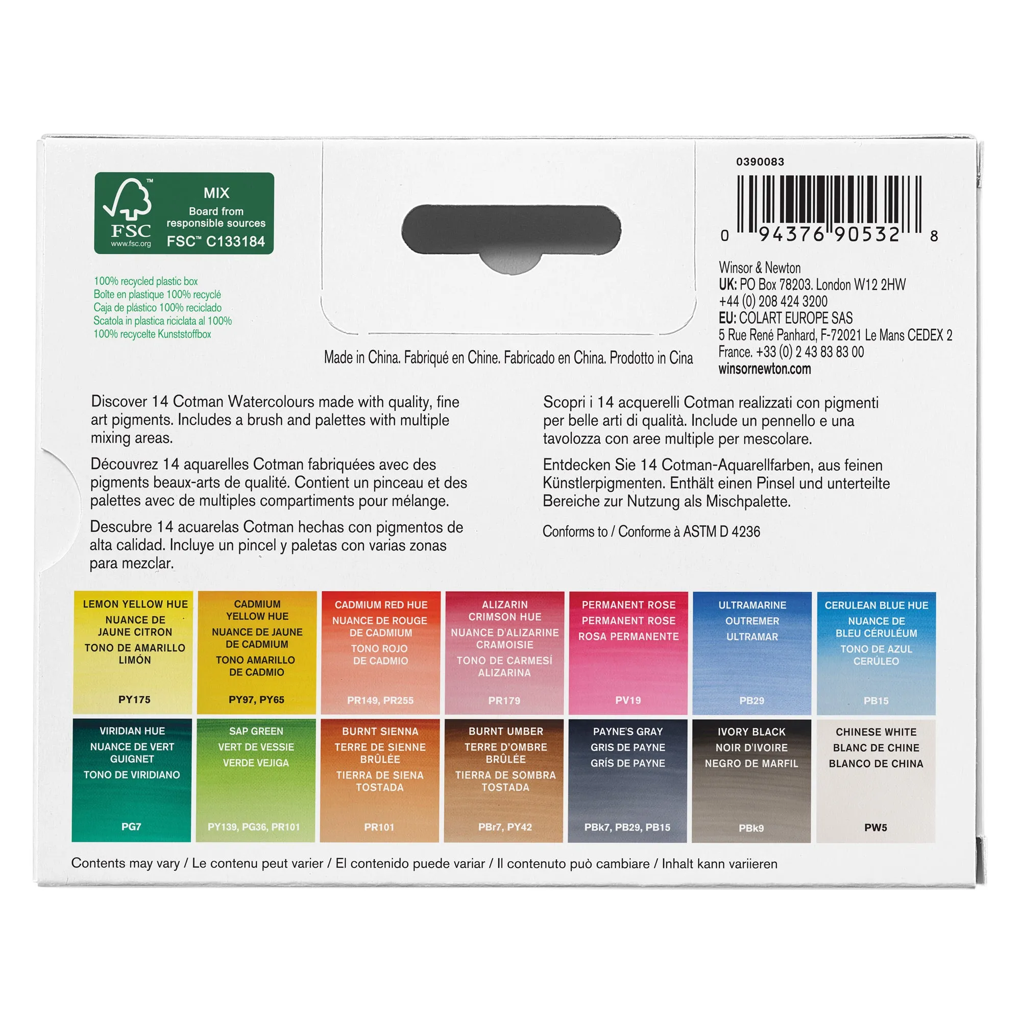 Winsor & Newton Cotman Watercolours Field Set - Set of 15pcs